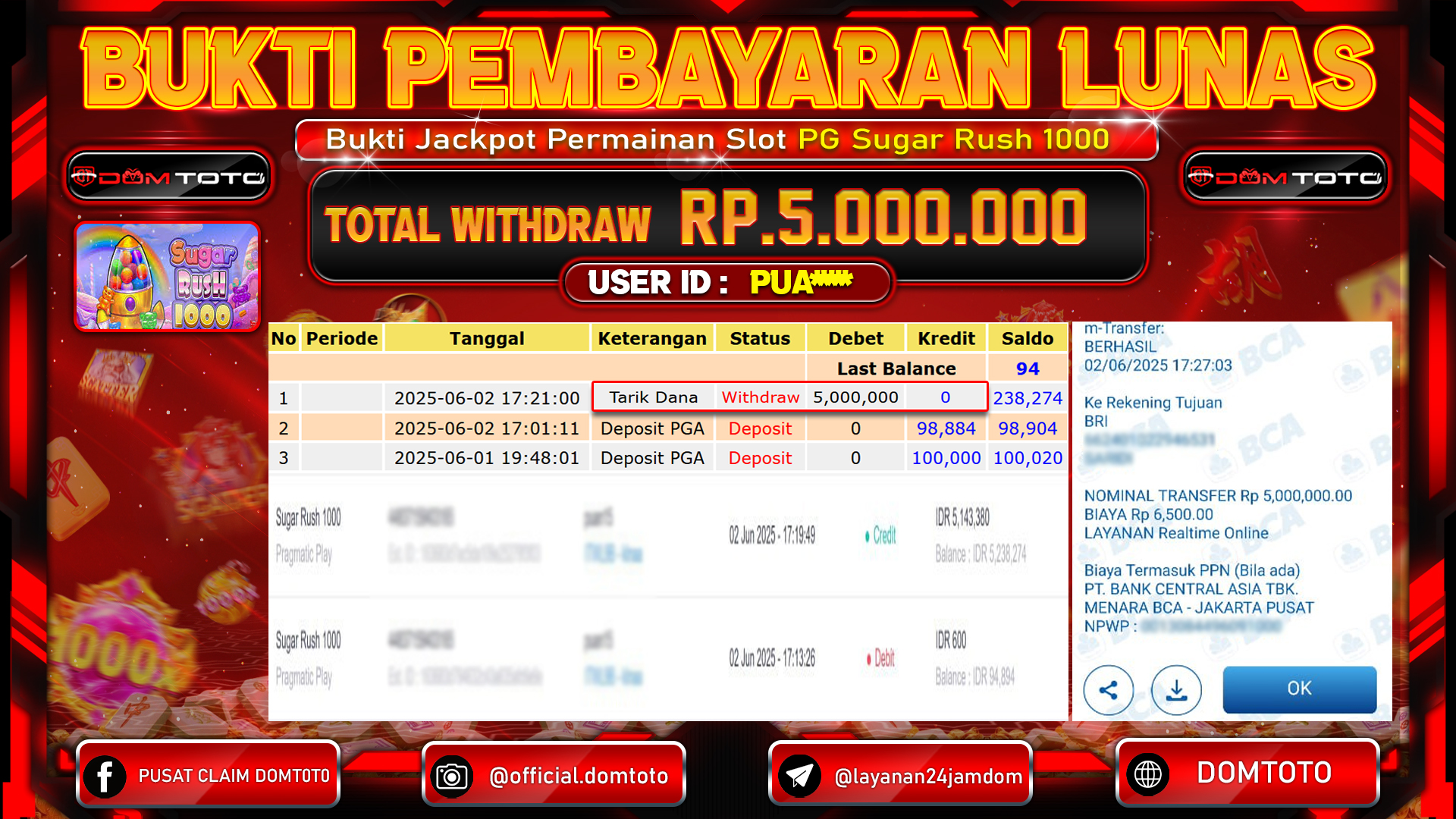 JACKPOT SLOT SUGAR RUSH 1000 02 JUNI 2025